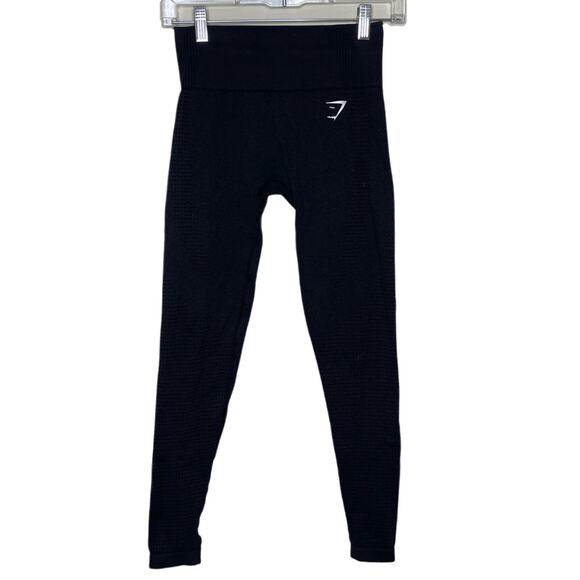 GYMSHARK Vital Seamless 2.0 Leggings Black Marl High Rise Compression Yoga Sz XS - Picture 1 of 11